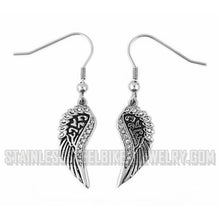 Load image into Gallery viewer, Heavy Metal Jewelry Ladies Bling Angel Wing French Wire Earrings Stainless Steel