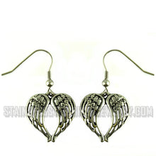 Load image into Gallery viewer, Heavy Metal Jewelry Winged Heart Earrings Stainless Steel