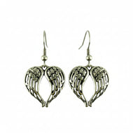 Women's Angel Wing Dangle Earrings French Wires Stainless Steel SE39