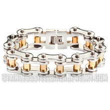 Load image into Gallery viewer, Heavy Metal Jewelry Gold Rollers Thick 1 inch Wide Men&#39;s Motorcycle Bike Chain Bracelet Stainless Steel