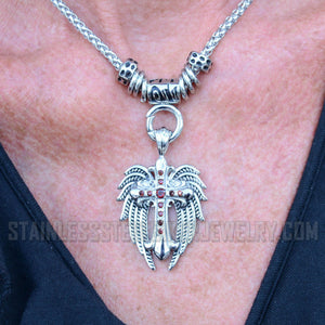 Angel Religious Jewelry Ladies Pendant Necklace Stainless Steel
