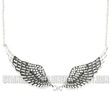Load image into Gallery viewer, Heavy Metal Jewelry Ladies Black Bling Angel Wing Pendant Necklace Stainless Steel