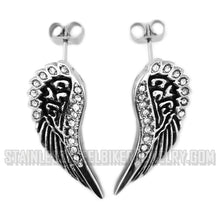 Load image into Gallery viewer, Heavy Metal Jewelry Ladies Angel Wing Heart Pendant Necklace Matching Earrings Set Stainless Steel