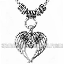 Load image into Gallery viewer, Heavy Metal Jewelry Ladies Angel Wing Heart Pendant Necklace Stainless Steel