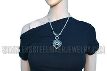 Load image into Gallery viewer, Biker Jewelry&#39;s  Ladies Angel Wing Heart Pendant Necklace Stainless Steel