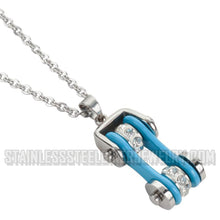 Load image into Gallery viewer, Heavy Metal Jewelry Ladies Motorcycle Bike Chain Necklace Stainless Steel Chrome/Turquoise
