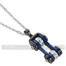 Load image into Gallery viewer, Heavy Metal Jewelry Ladies Motorcycle Bike Chain Pendant Necklace Stainless Steel Black/Candy Blue
