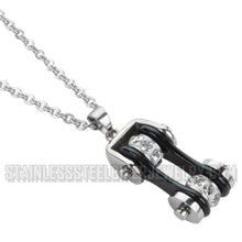 Load image into Gallery viewer, Heavy Metal Jewelry Ladies Motorcycle Bike Chain Pendant Necklace Stainless Steel Chrome/Black