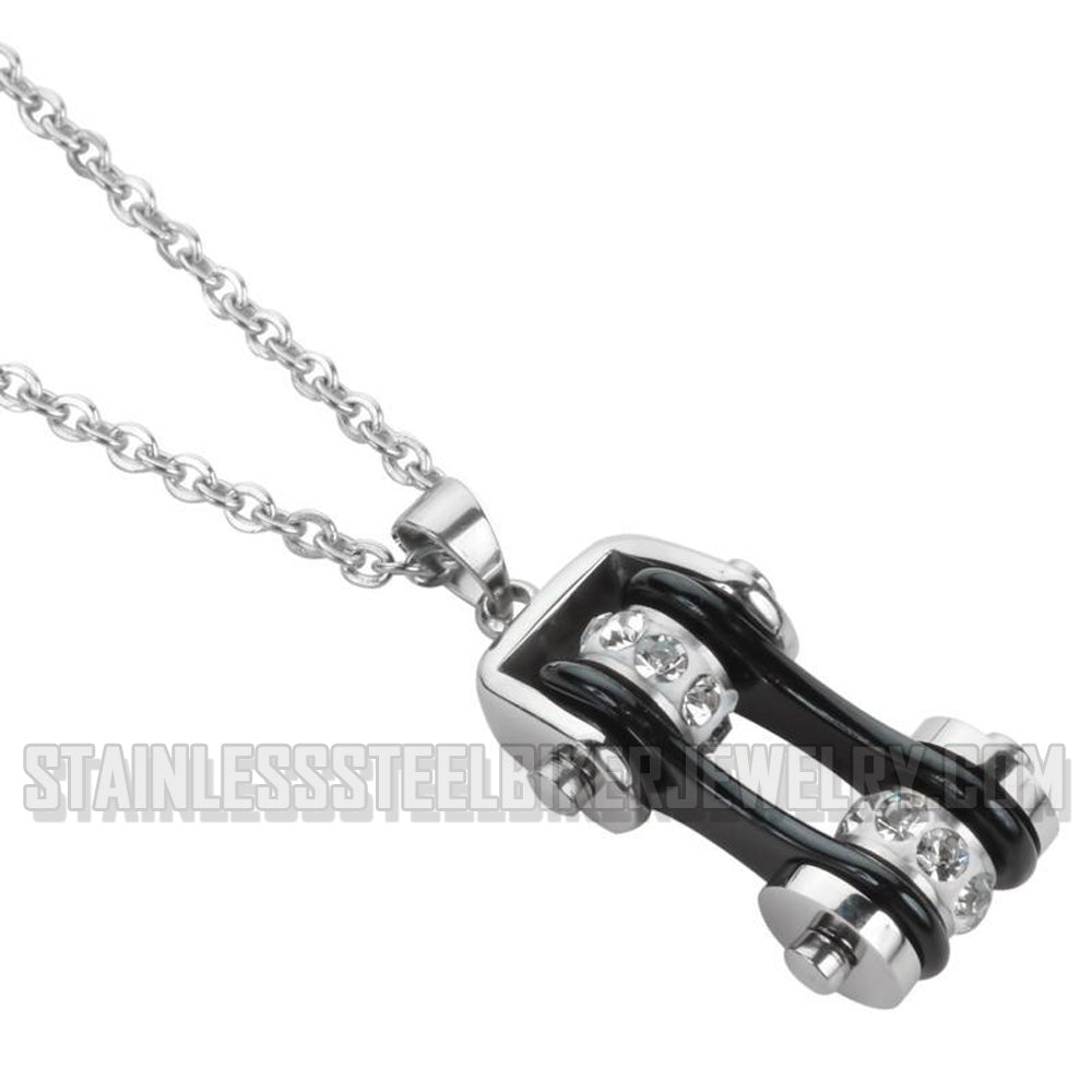 Heavy Metal Jewelry Ladies Motorcycle Bike Chain Pendant Necklace Stainless Steel Chrome/Black