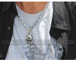 Heavy Metal Jewelry Men's Skull Pendant Necklace Stainless Steel