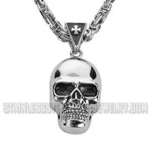 Biker Jewelry's Men's Skull Pendant Necklace Stainless Steel