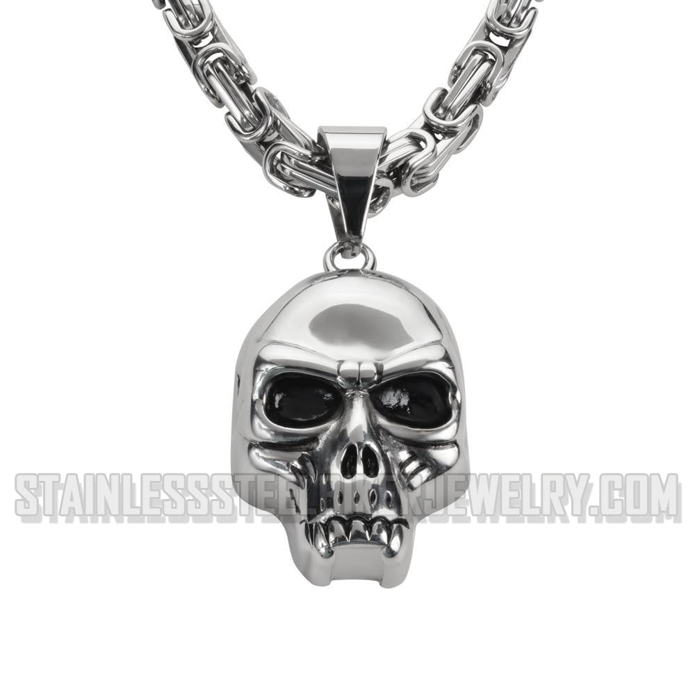 Heavy Metal Jewelry Men's Vampire Skull Pendant Necklace Stainless Steel