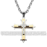 Heavy Metal Jewelry Triple Layer Cross Pendant Necklace Stainless Steel Religious Jewelry