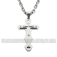 Heavy Metal Jewelry Triple Layer Cross Pendant Necklace Stainless Steel Religious Jewelry