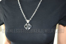Load image into Gallery viewer, Heavy Metal Jewelry Circle Cross Pendant Necklace Stainless Steel Religious Jewelry