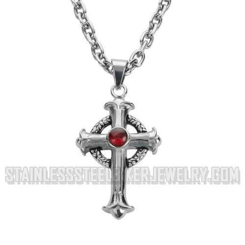 Heavy Metal Jewelry Cross Pendant Necklace Stainless Steel Religious Jewelry SP1706R