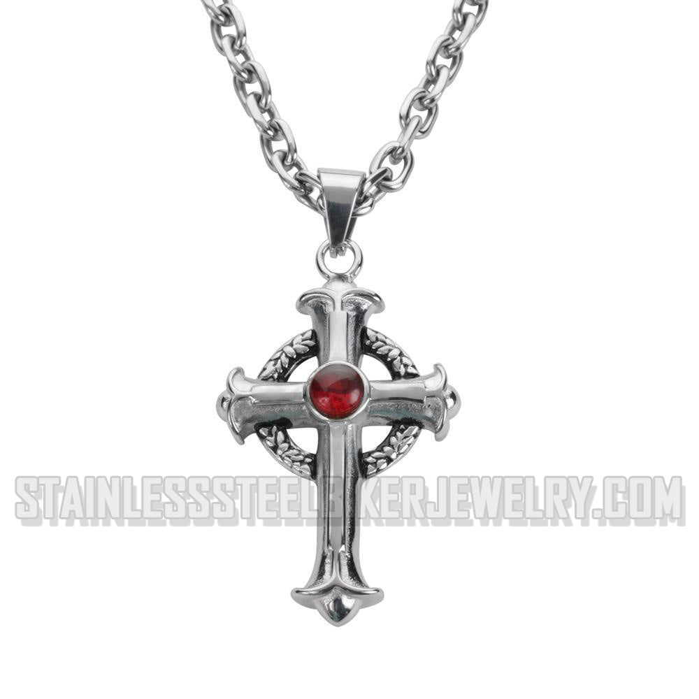 Heavy Metal Jewelry Cross Pendant Necklace Stainless Steel Religious Jewelry