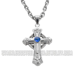 Heavy Metal Jewelry 2.75 inch Catholic Cross Pendant Necklace Stainless Steel Religious Jewelry