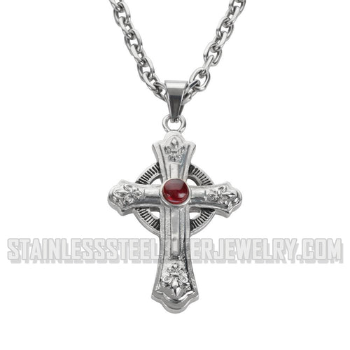 Heavy Metal Catholic Cross Pendant Necklace Stainless Steel Religious Jewelry