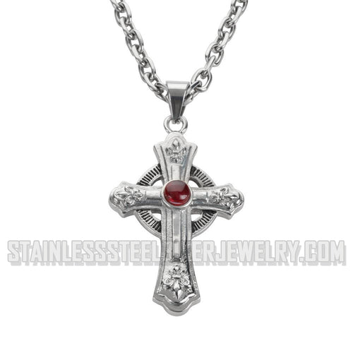 Heavy Metal Catholic Cross Pendant Necklace Stainless Steel Religious Jewelry SP1707R