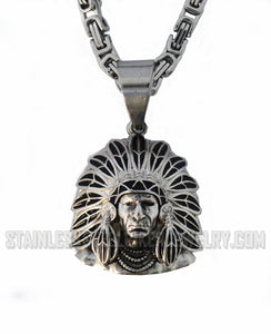 Heavy Metal Jewelry Indian Headdress Pendant Necklace Stainless Steel