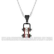 Load image into Gallery viewer, Heavy Metal Jewelry Ladies Mini Motorcycle Bike Chain Pendant Necklace Stainless Steel Black/Candy Red