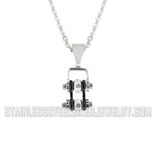 Load image into Gallery viewer, Heavy Metal Jewelry Ladies Mini Motorcycle Bike Chain Pendant Necklace Stainless Steel Chrome/Black SP2016N