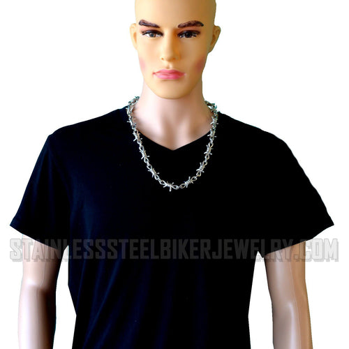 Heavy Metal Jewelry Barbed Wire Necklace Stainless Steel