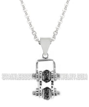Load image into Gallery viewer, Heavy Metal Jewelry Ladies Mini Motorcycle Bike Chain Pendant Necklace Stainless Steel Chrome/Black Crystals