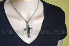 Load image into Gallery viewer, Heavy Metal Jewelry King Crown Cross Pendant Necklace Stainless Steel Religious Jewelry