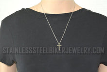 Load image into Gallery viewer, Heavy Metal Jewelry 1 Inch Tall Cross Pendant Necklace Stainless Steel Religious Jewelry