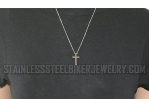 Heavy Metal Jewelry 1 Inch Tall Cross Pendant Necklace Stainless Steel Religious Jewelry