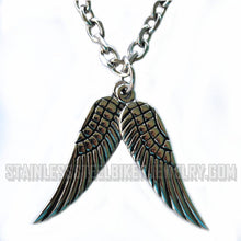 Load image into Gallery viewer, Ladies Double Angel Wings Pendant on Link Chain Stainless Steel