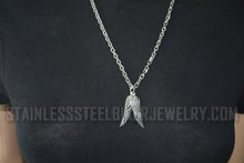 Load image into Gallery viewer, Ladies Double Angel Wings Pendant on Link Chain Stainless Steel