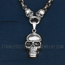 Load image into Gallery viewer, Heavy Metal Jewelry Unisex Skull Pendant Byzantine Necklace Stainless Steel