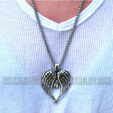 Load image into Gallery viewer, Heavy Metal Jewelry Men&#39;s Winged Heart Pendant Necklace Stainless Steel