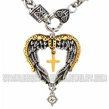 Load image into Gallery viewer, Ladies Angel Wing Heart Pendant Religious Cross Stainless Steel
