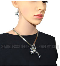 Load image into Gallery viewer, Heavy Metal Jewelry Ladies Frog Pendant V-Cuff Necklace Stainless Steel Matching Earrings