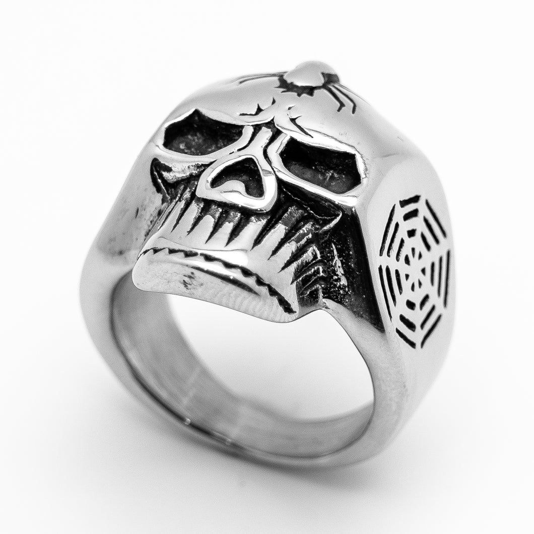Heavy Men’s Skull/Spider Stainless Steel Biker Ring