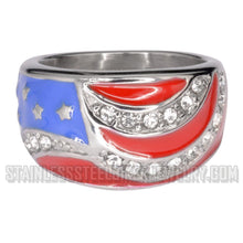 Load image into Gallery viewer, Heavy Metal Jewelry Ladies American Flag Ring Stainless Steel