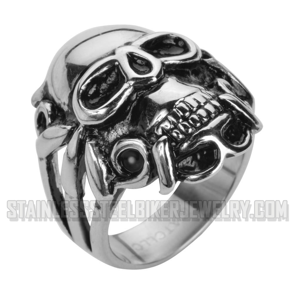 Heavy Metal Jewelry Men's Angel Skull Stainless Steel Ring