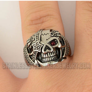 Heavy Metal Jewelry Men's Eye Patch Skull Stainless Steel Ring
