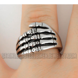 Heavy Metal Jewelry Men's Skeleton Hand Stainless Steel Ring