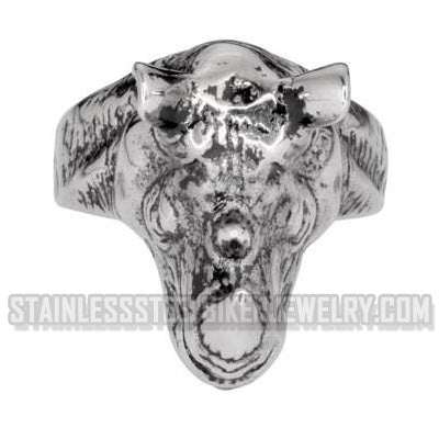 Heavy Metal Jewelry Men's Large Rhino Stainless Steel Ring