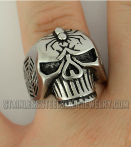 Heavy Metal Jewelry Men's Spider Skull Ring Stainless Steel