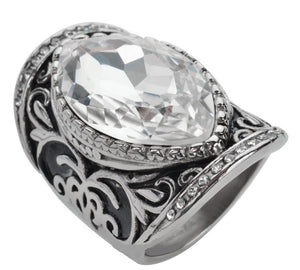 Ladies Fancy Crystal Ring Stainless Steel
