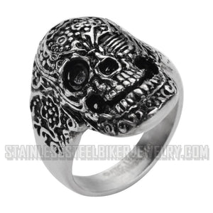 Heavy Metal Jewelry Men's Tattoos Gone Wild Skull Ring Stainless Steel