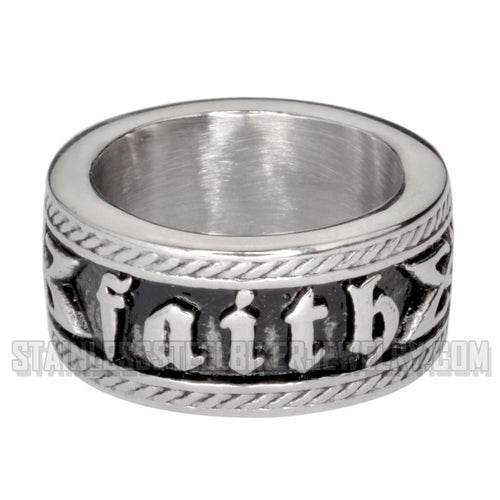 Heavy Metal Jewelry Ladies Faith Wedding Band Ring Stainless Steel SR1046