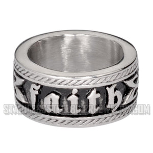 Heavy Metal Jewelry Ladies Faith Wedding Band Ring Stainless Steel