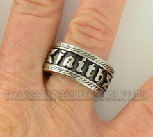 Load image into Gallery viewer, Heavy Metal Jewelry Ladies Faith Wedding Band Ring Stainless Steel